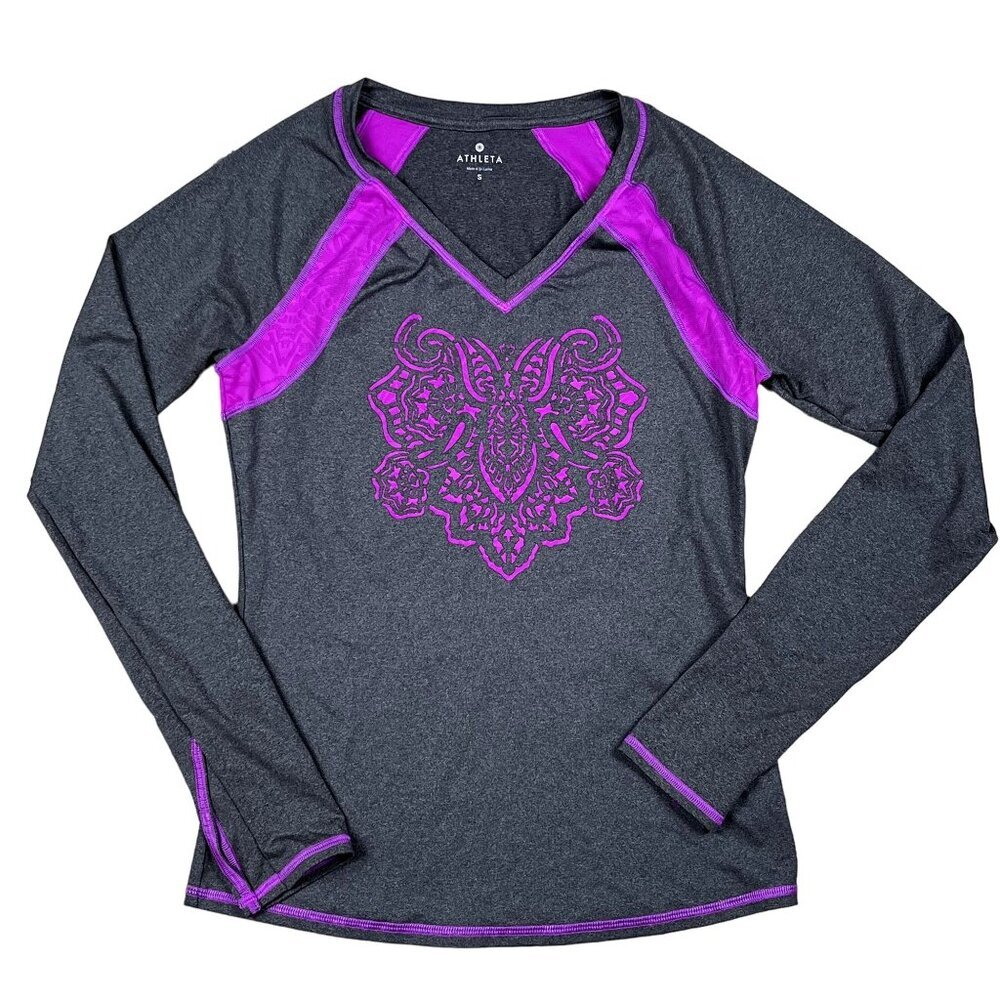 Athleta Long Sleeve V-Neck Performance T-Shirt Size Small